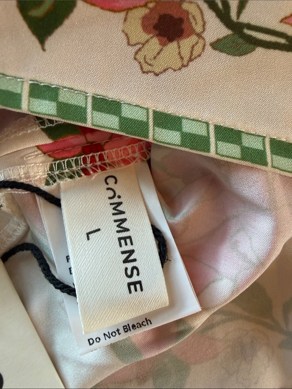 Commense Cream Mini Dress with Pink Floral & Green Leaves - Picture 2 of 5